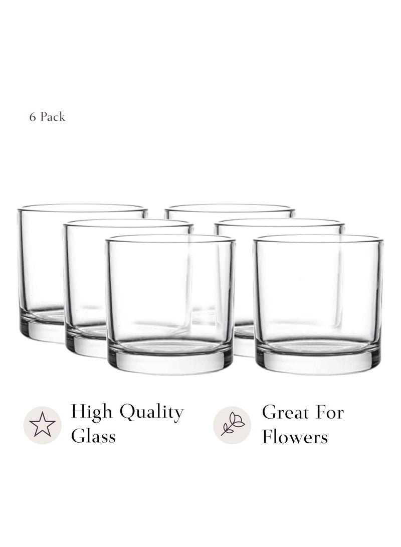 هوم زون مجموعة من 6 قطع مزهرية زجاجية اسطوانية مقاس 4 انش × 4 انش حوامل شموع قطعة مركزية مزخرفة لحفلات الزفاف وديكور المنزل - Image 3