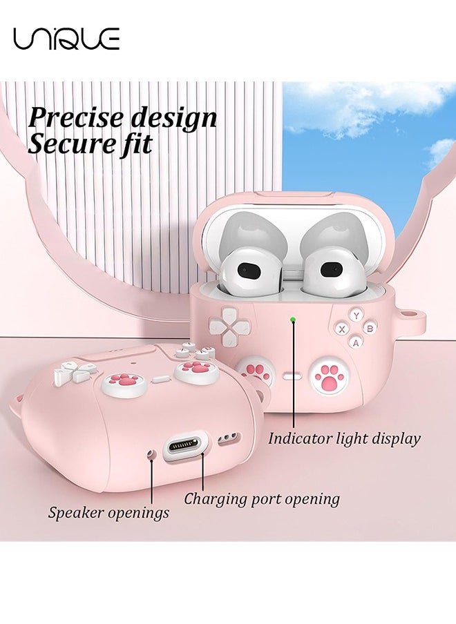 Unique For AirPods 4 Headphone Case - Cat Ear Shape Headphone Case, Pink Case - With Cat Ear Shape Lanyard, Designed for AirPods 4 - Pink  - Image 4