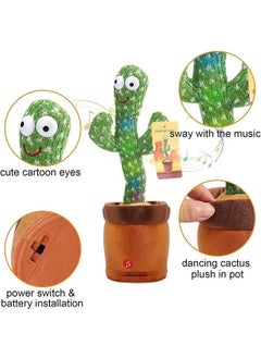Storio Toys Dancing Cactus Talking Toy Cactus Plush Toy Wriggle & Singing Recording Repeat What You Say Funny Education Toys For Babies Children Playing Home Decorate  - Image 3