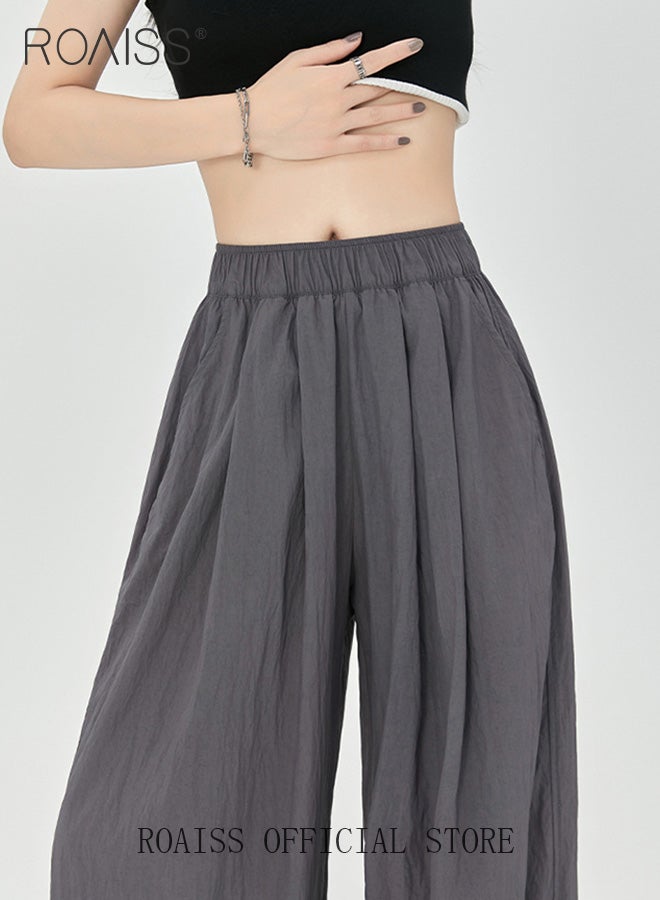roaiss Women YamamotoStyle Pants Relaxed Wide Leg with Textured Feel Leg Shaping Fashionable Slimming Sun Protection Excellent Drape - Image 3