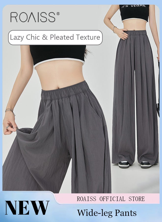 roaiss Women YamamotoStyle Pants Relaxed Wide Leg with Textured Feel Leg Shaping Fashionable Slimming Sun Protection Excellent Drape - Image 1
