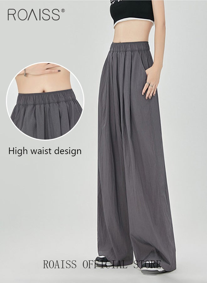 roaiss Women YamamotoStyle Pants Relaxed Wide Leg with Textured Feel Leg Shaping Fashionable Slimming Sun Protection Excellent Drape - Image 2