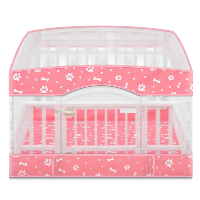 SilTriangle 2 Pack Dog Playpens Cover and Bottom Mat Fits for 36 Inch 4 Panels Pet PlayPen, Dog Crate Cover Puppy Exercise Pad, Reusable Washable, Hoop and Loop Design, Playpen Not Included(Pink) - Image 1