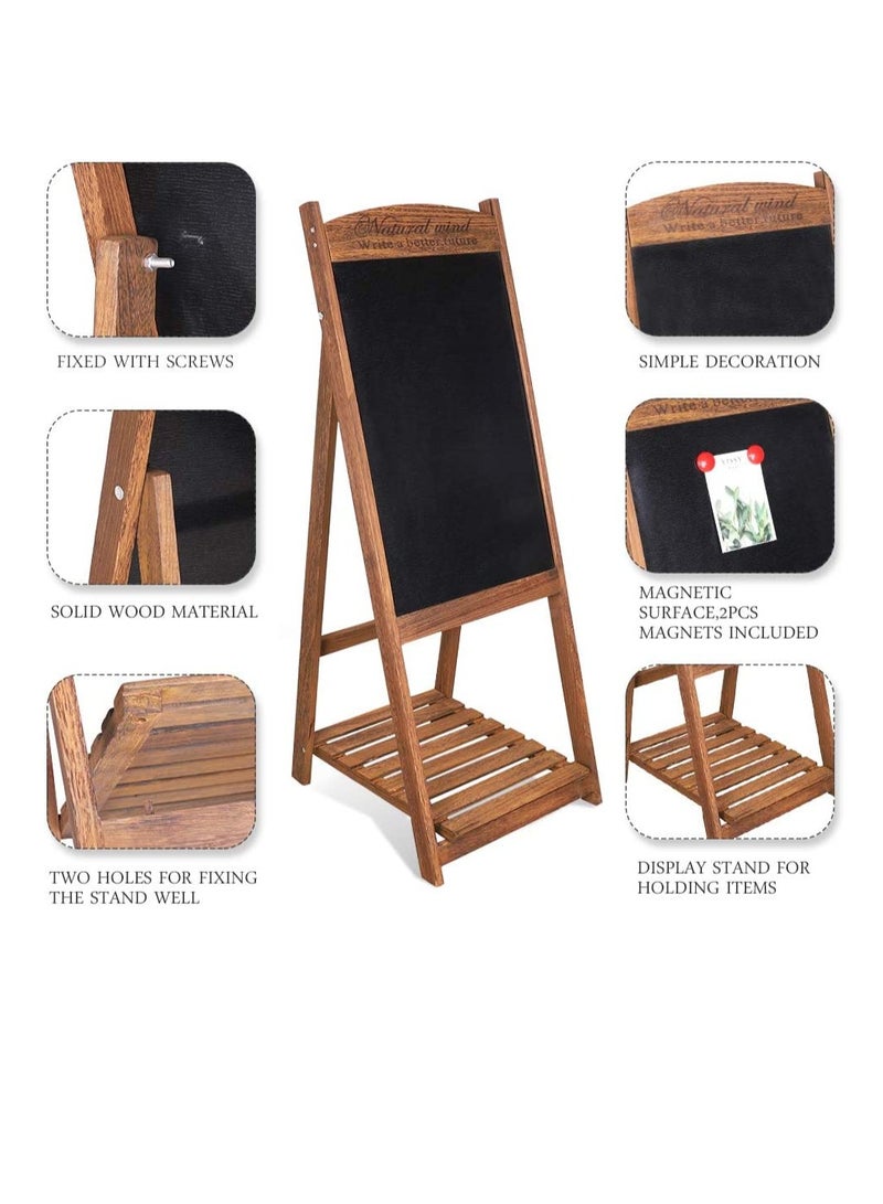 𝐅𝐅𝐃 Wooden A-Frame Chalkboard Sign 38" x 16" – Freestanding Magnetic Blackboard with Folding Stand & Storage Shelf – Rustic Double-Sided Message Board for Weddings, Restaurants, Cafés, and Events  - Image 3