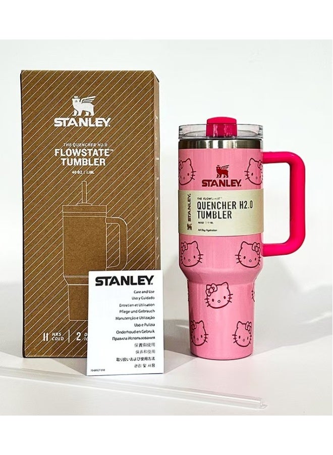 Stanley Quencher Stainless Steel Vacuum Insulated Tumbler with Lid and Straw for Water, Iced Tea or Coffee, Smoothie and More, 40 oz