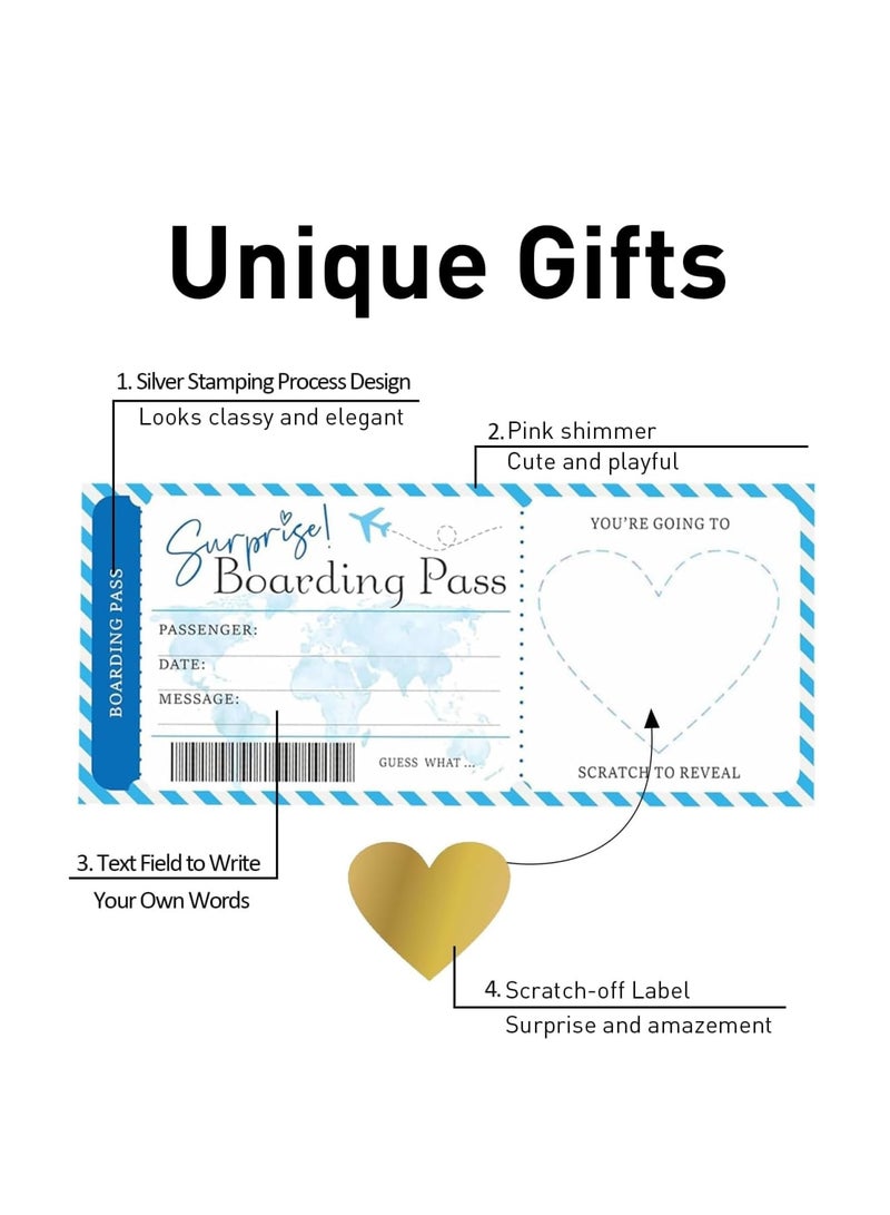 SYOSI Boarding Pass Scratch Card, Reveal Surprise Trips,Personalised Scratch Card,Personalised Boarding Unique Travel Cratch & Reveal Surprise Trips for Family/Lover(5 Pcs,Blue) - Image 3