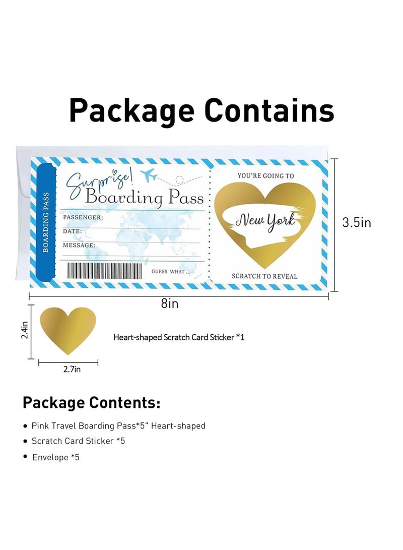 SYOSI Boarding Pass Scratch Card, Reveal Surprise Trips,Personalised Scratch Card,Personalised Boarding Unique Travel Cratch & Reveal Surprise Trips for Family/Lover(5 Pcs,Blue) - Image 2