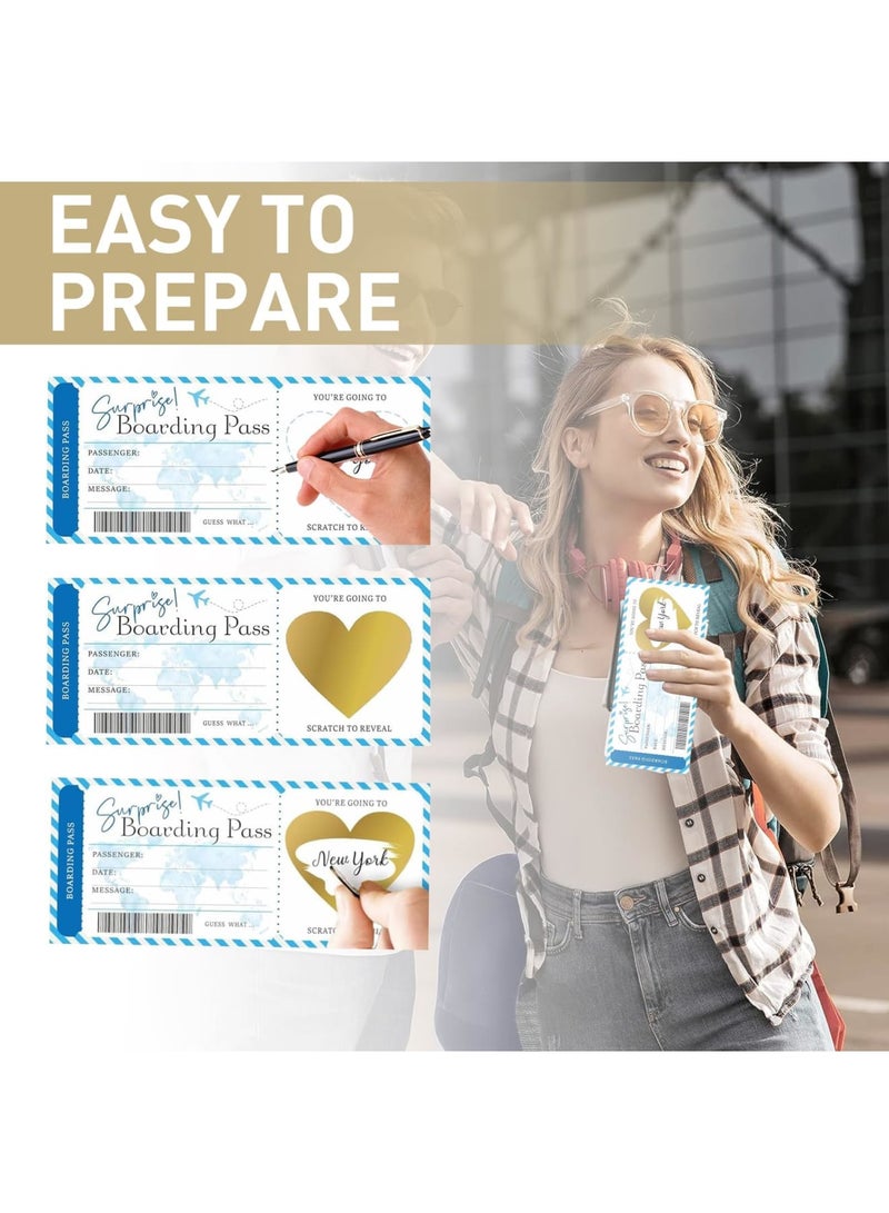 SYOSI Boarding Pass Scratch Card, Reveal Surprise Trips,Personalised Scratch Card,Personalised Boarding Unique Travel Cratch & Reveal Surprise Trips for Family/Lover(5 Pcs,Blue) - Image 4