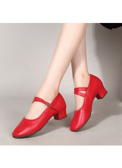 Generic New 2024 Womens Silver Dance Shoes Soft Leather Red 