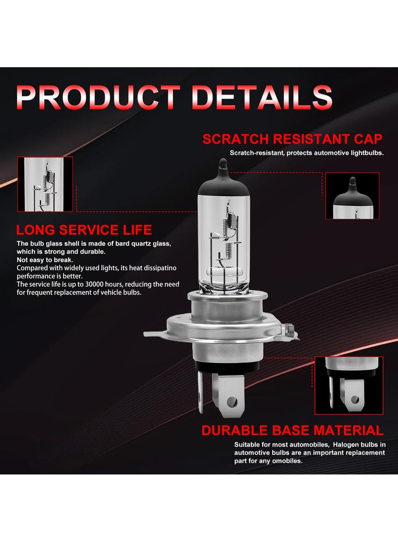 Loquat FEEMA 2PCS High-Performance Halogen Headlight Bulb High Quality Quartz Glass for Bright and Clear Light H4 12V, 100/90W BL10776 - Image 5