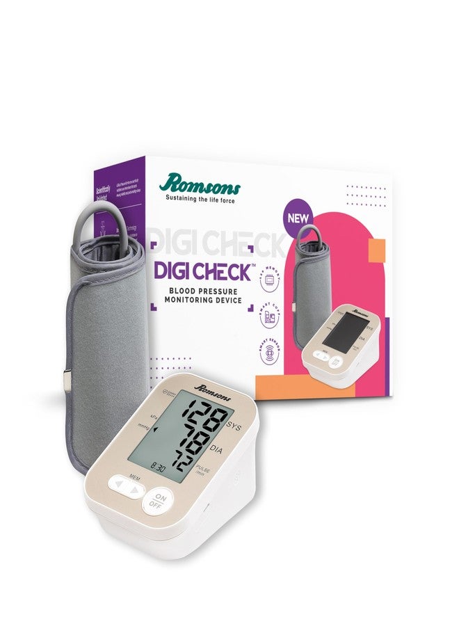 رومسونز جهاز قياس ضغط الدم الرقمي الأوتوماتيكي بالكامل من رومسونز ديجي تشيك مع ضمان لمدة عامين | دقة 360 درجة وسوار ذكي ملائم تمامًا | كاشف لاضطراب النظم وارتفاع ضغط الدم | قراءة سريعة ودقيقة | ذاكرة تخزين لـ 120 قراءة وكاشف ذكي - Image 1