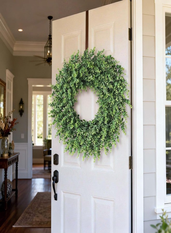 GLIDLION 24" Real Touch Artificial Eucalyptus Wreath for Front Door - Fake Greenery Wreath with Realistic Feel, Faux Plant Wreath for Front Door Wall Windows Farmhouse Home Decor - Image 4