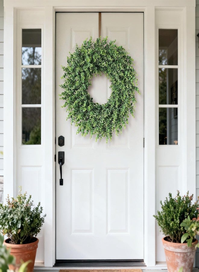 GLIDLION 24" Real Touch Artificial Eucalyptus Wreath for Front Door - Fake Greenery Wreath with Realistic Feel, Faux Plant Wreath for Front Door Wall Windows Farmhouse Home Decor - Image 2