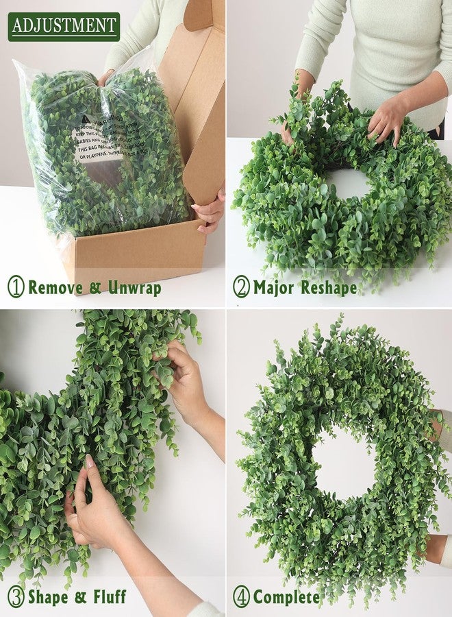 GLIDLION 24" Real Touch Artificial Eucalyptus Wreath for Front Door - Fake Greenery Wreath with Realistic Feel, Faux Plant Wreath for Front Door Wall Windows Farmhouse Home Decor - Image 5