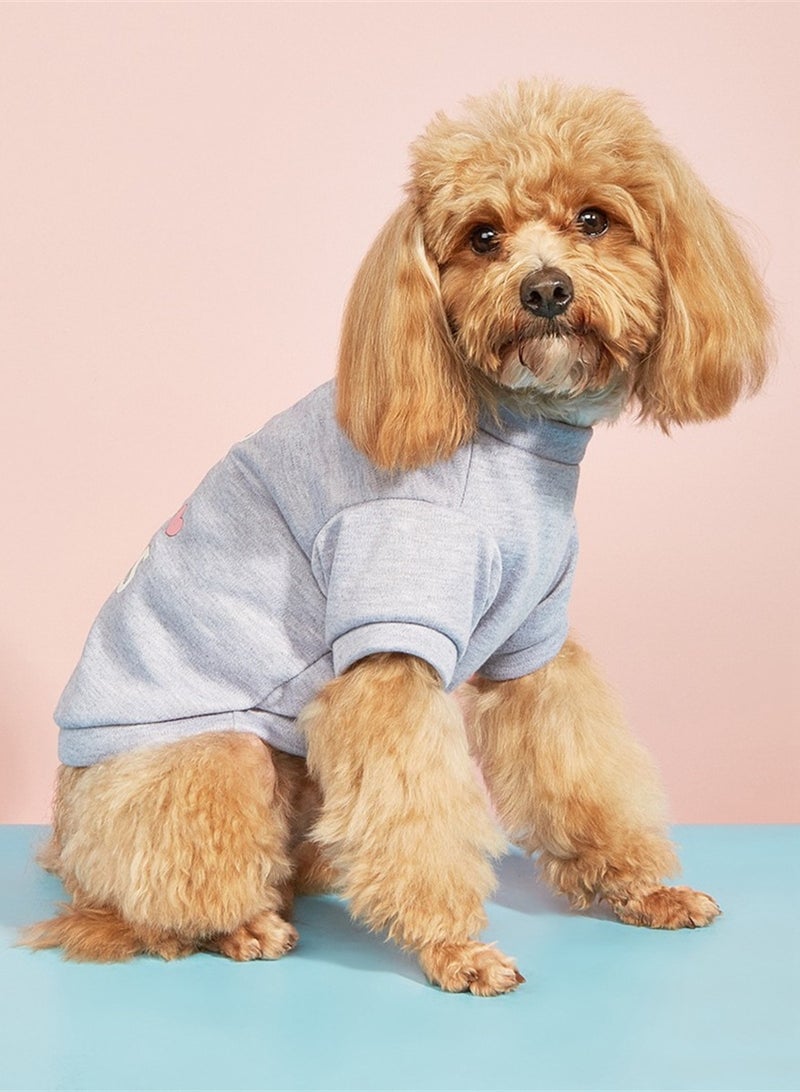 Loquat Squality Pet Summer Dog Clothes Cotton English Printed Tank Top T-shirt Grey - Image 2