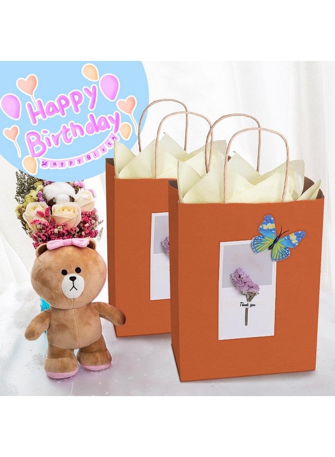 أكياس هدايا BagDream مقاس 8x4.25x10.5 بوصة، أكياس هدايا من ورق كرافت 100 قطعة مع مقابض بكميات كبيرة، أكياس تسوق للبيع بالتجزئة لحفلات الهالوين (برتقالية) - Image 4