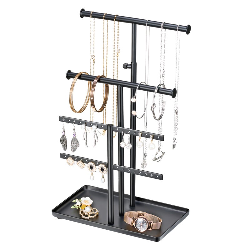 Josmimic Jewelry Holder Organizer Necklace Display Metal Aesthetic Room Decor Tree Stand for Bracelet Hanger and Earrings Storage Black - Image 2
