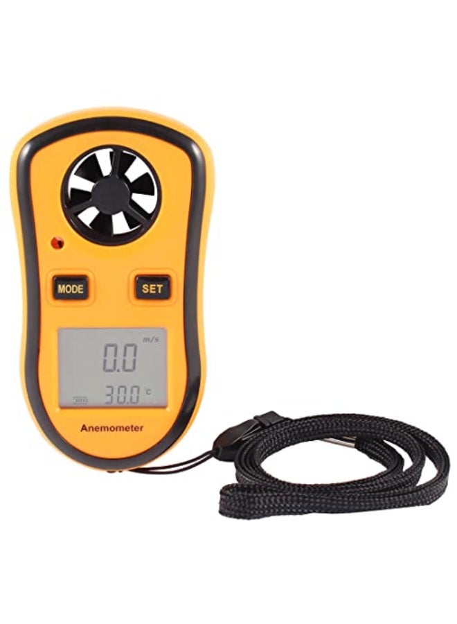 Anemometer, measuring range 0–30 metres per second, digital anemometer with LCD thermometer,