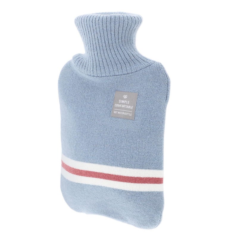 Sky Blue Extra Large Hot Water Bottle 1000ml Knitted Cover for Menstrual Cramps Relief and Hand Warmer - Image 2