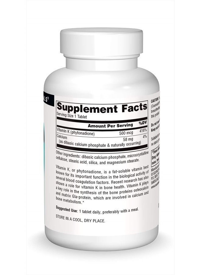 Source Naturals Vitamin K, 500mcg, Tablets, 200 Tablets - Image 3