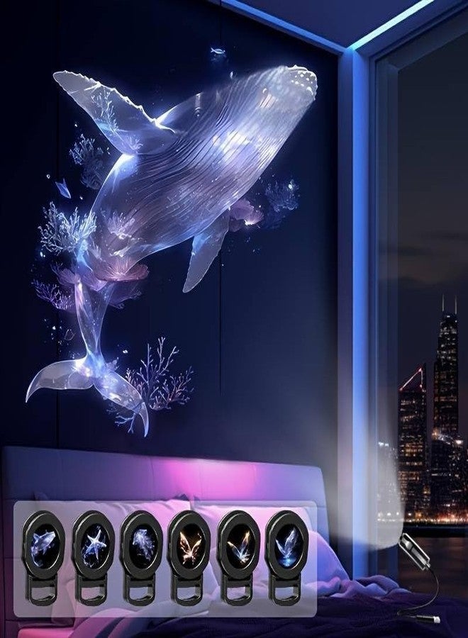 QCEN مصباح ليلي إبداعي من QCEN مزود بجهاز عرض USB بست عدسات عرض | مصباح LED دوار 360 درجة لعرض المجرة والمحيط | إضاءة مزاجية تعمل بمنفذ USB لغرفة النوم وغرفة الأطفال وديكور المنزل - Image 2