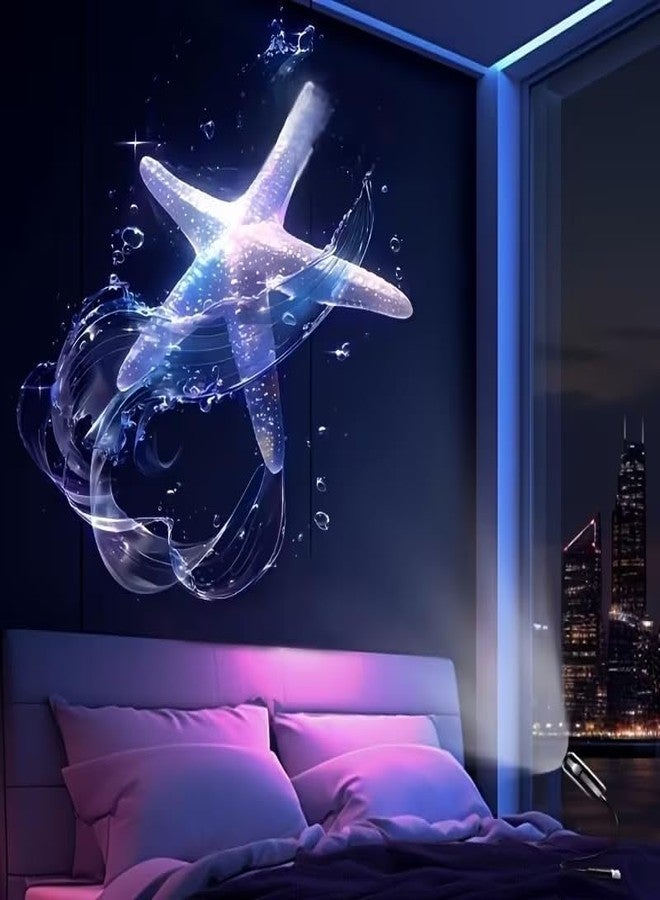 QCEN مصباح ليلي إبداعي من QCEN مزود بجهاز عرض USB بست عدسات عرض | مصباح LED دوار 360 درجة لعرض المجرة والمحيط | إضاءة مزاجية تعمل بمنفذ USB لغرفة النوم وغرفة الأطفال وديكور المنزل - Image 5