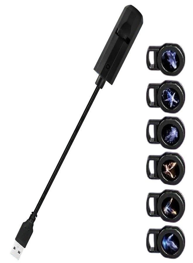 QCEN مصباح ليلي إبداعي من QCEN مزود بجهاز عرض USB بست عدسات عرض | مصباح LED دوار 360 درجة لعرض المجرة والمحيط | إضاءة مزاجية تعمل بمنفذ USB لغرفة النوم وغرفة الأطفال وديكور المنزل - Image 1
