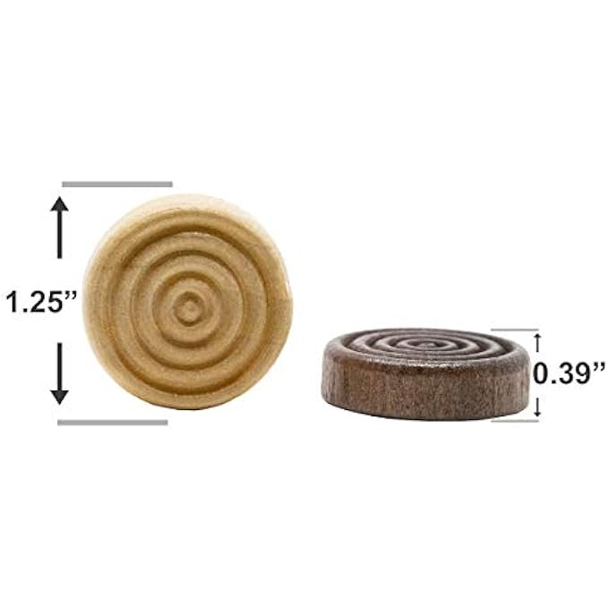 DA VINCI Solid Wood Backgammon and Checkers Pieces 30 Replacement Ridged Game Chips with Cloth Storage Bag (1.25 Inch Diameter) - Image 2