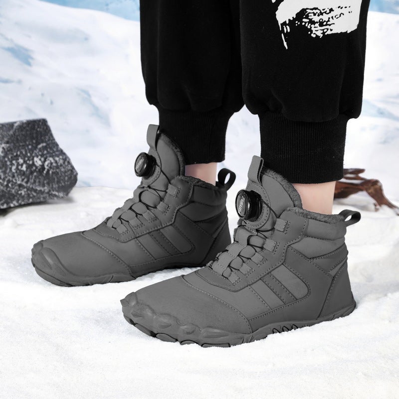 Outdoor Rotating Button Winter fleece-lined Waterproof Five-finger Snow Boots Warm Parent-child Mid-help Casual Cotton Shoes - Image 2