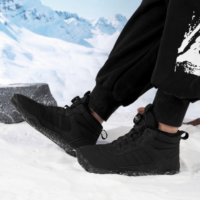 Outdoor Rotating Button Winter fleece-lined Waterproof Five-finger Snow Boots Warm Parent-child Mid-help Casual Cotton Shoes - Image 4