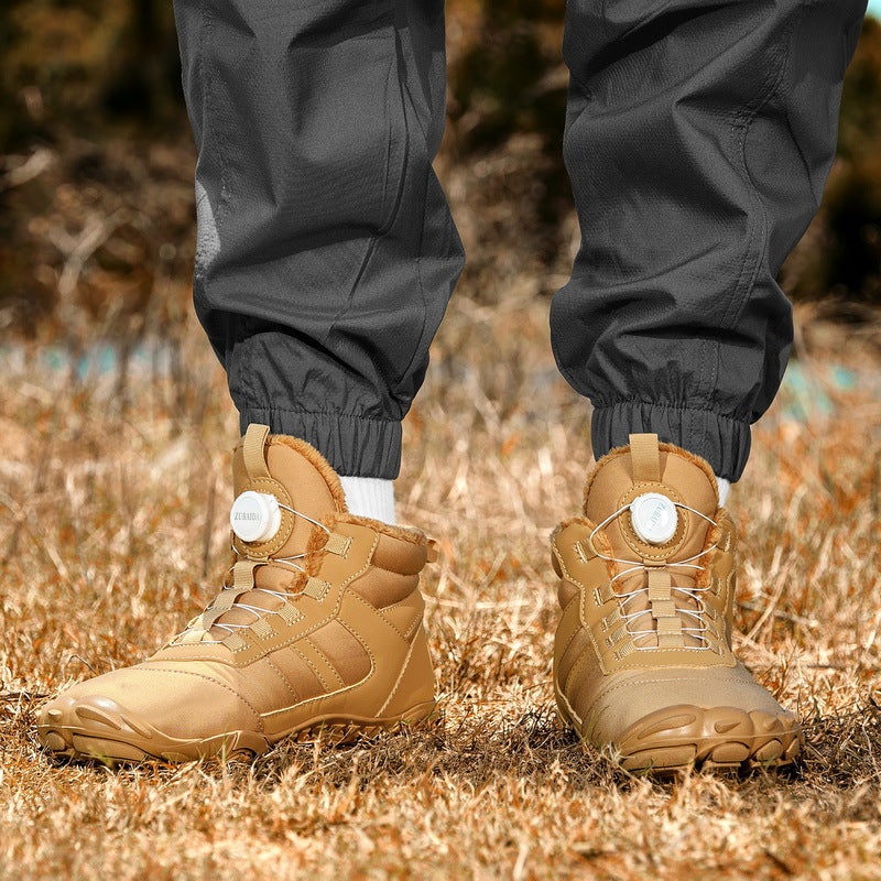 Outdoor Rotating Button Winter fleece-lined Waterproof Five-finger Snow Boots Warm Parent-child Mid-help Casual Cotton Shoes - Image 3