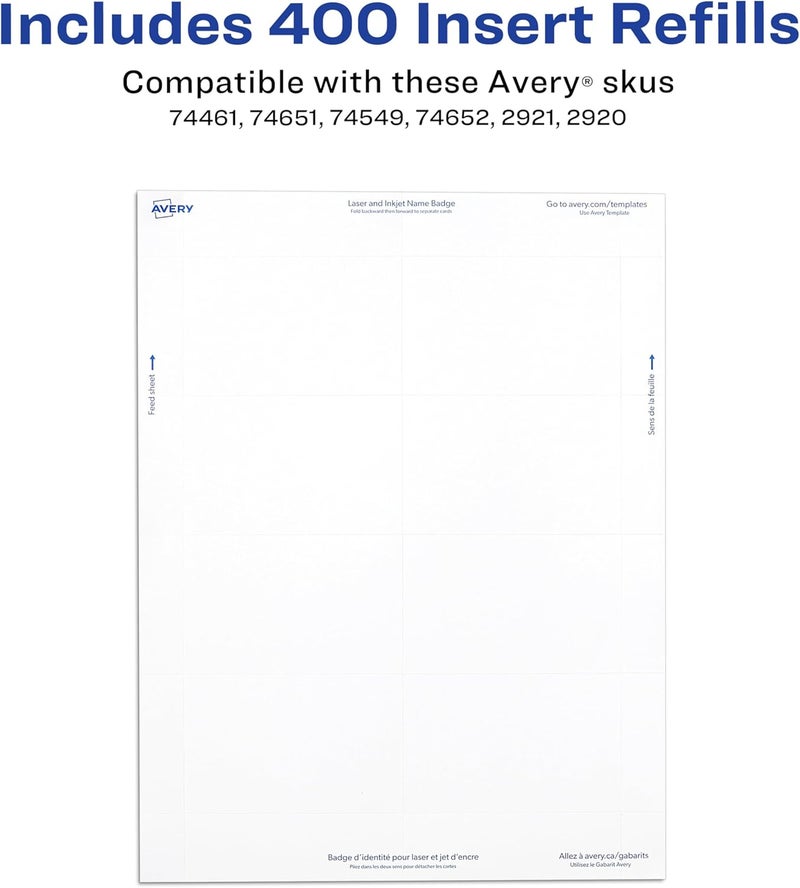 AVERY Customizable Name Badge Inserts, 2.25” x 3.5”, White, 400 Printable Name Tag Inserts (5390) (Pack of 5) - Image 3