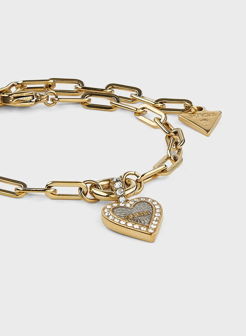 GUESS Single Heart Paperlink Chain Bracelet