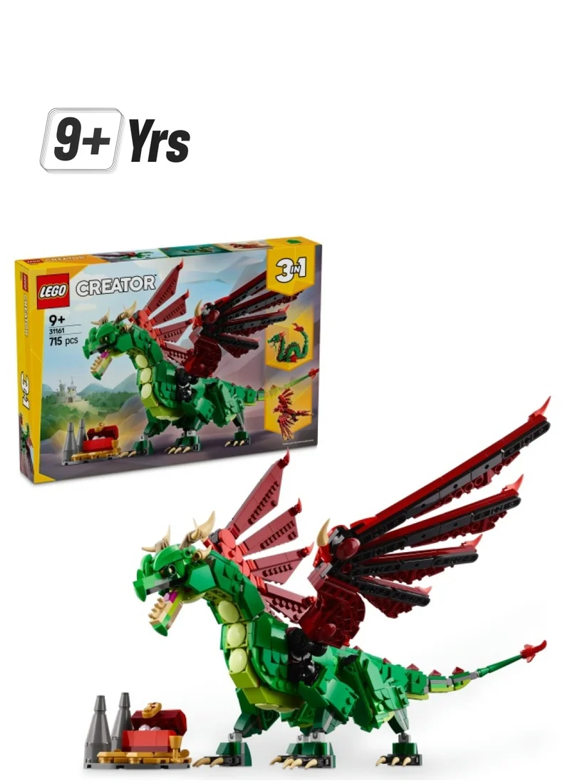 ليغو Creator 3in1 Medieval Dragon Creature Toy Playset 31161 (715) Pieces