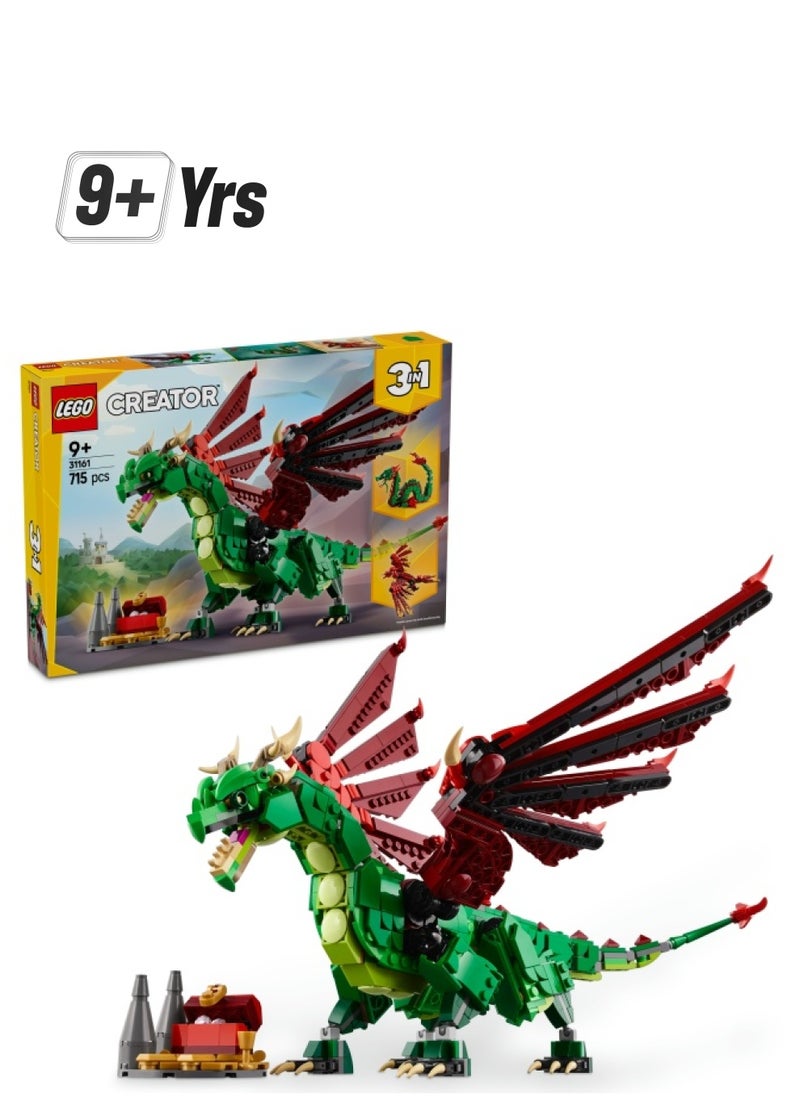 LEGO Creator 3in1 Medieval Dragon Creature Toy Playset 31161 (715) Pieces  - Image 1