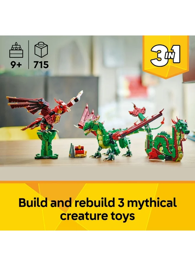 LEGO Creator 3in1 Medieval Dragon Creature Toy Playset 31161 (715) Pieces