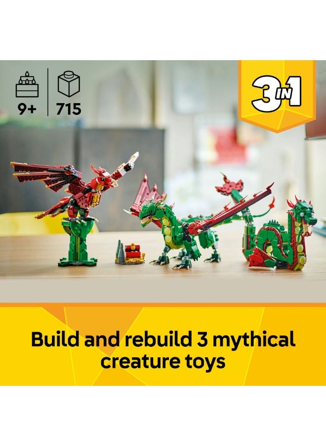 LEGO Creator 3in1 Medieval Dragon Creature Toy Playset 31161 (715) Pieces  - Image 3