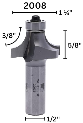 Whiteside Router Bits Whiteside 2008 Roundover Router Bit: 3/8 Inch Radius, 1-1/4 Inch Large Diameter, 1/2 Inch Shank, 5/8 Inch Cutting Length - Image 2