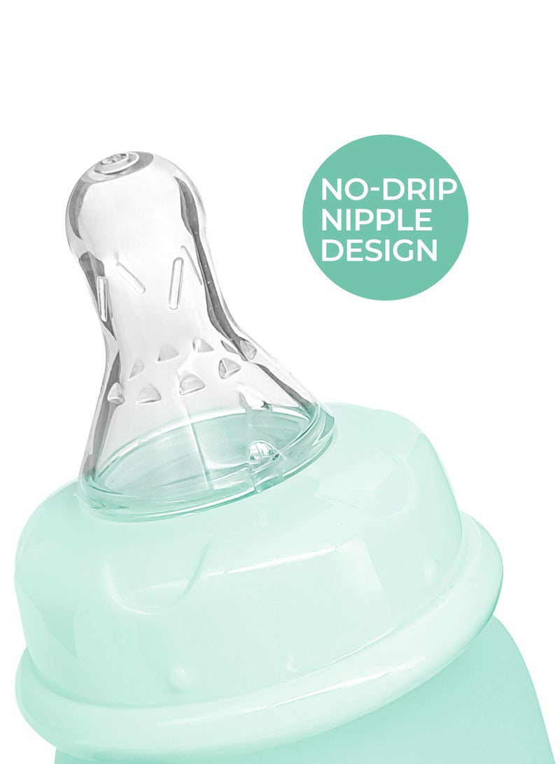 لوكو زجاجة رضاعة لوكو المصنوعة من السيليكون (زجاج من الداخل/سيليكون من الخارج)، جسم انسيابي، ملمس طبيعي، سهلة التنظيف، مقاومة للحرارة، 120 مل، +3 أشهر - Image 4