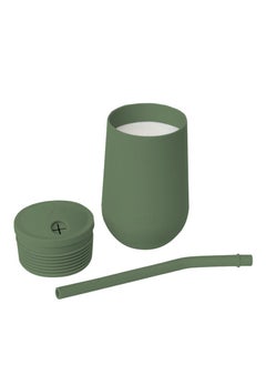 ezpz Happy Sippy Cup & Straw System - 100% Silicone Straw Cup For Infants + Straw Cup For Toddlers - Olive  - Image 2