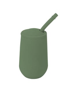 ezpz Happy Sippy Cup & Straw System - 100% Silicone Straw Cup For Infants + Straw Cup For Toddlers - Olive  - Image 1