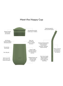 ezpz Happy Sippy Cup & Straw System - 100% Silicone Straw Cup For Infants + Straw Cup For Toddlers - Olive  - Image 3