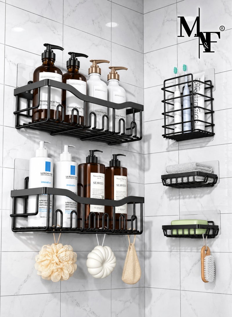 M.A&F's Shower Caddy 5 Pack,Adhesive Shower Organizer for Bathroom Storage&Home Decor&Kitchen,No Drilling,Large Capacity,Rustproof Stainless Steel Bathroom Organizer,Shower Shelves for Inside Shower - Image 1