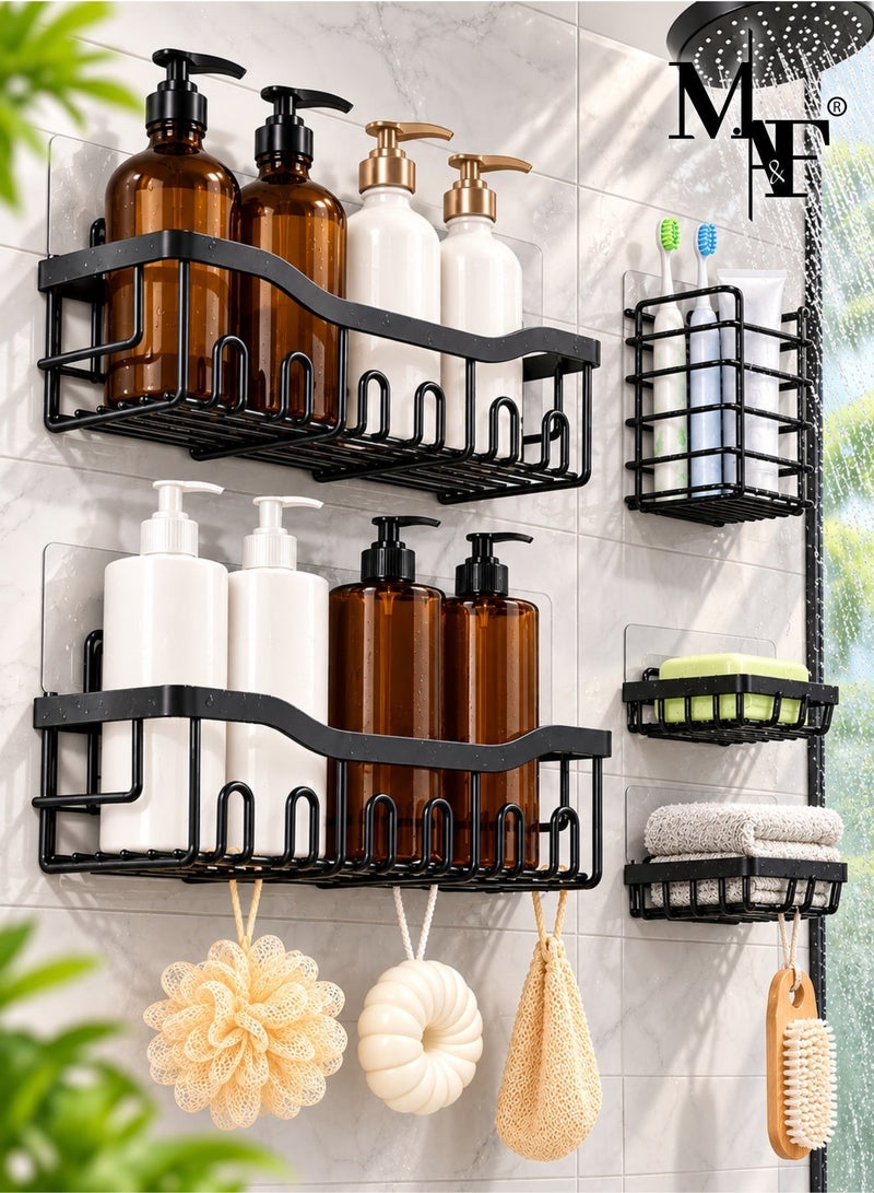 M.A&F's Shower Caddy 5 Pack,Adhesive Shower Organizer for Bathroom Storage&Home Decor&Kitchen,No Drilling,Large Capacity,Rustproof Stainless Steel Bathroom Organizer,Shower Shelves for Inside Shower - Image 1