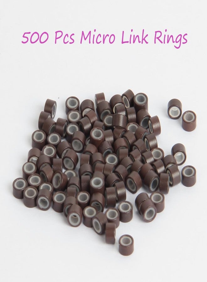 FeiHong 500Pcs MicroLink Beads for Hair Extensions, Micro Link Rings 5mm Silicone Lined Beads for I Tip Hair Extension Tool (Dark Brown) - Image 3
