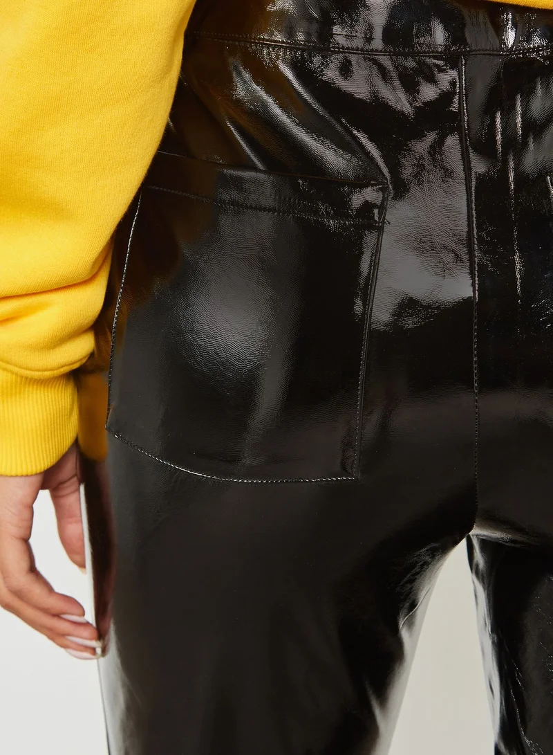NA-KD High Shine Leather Look Skinny Pants