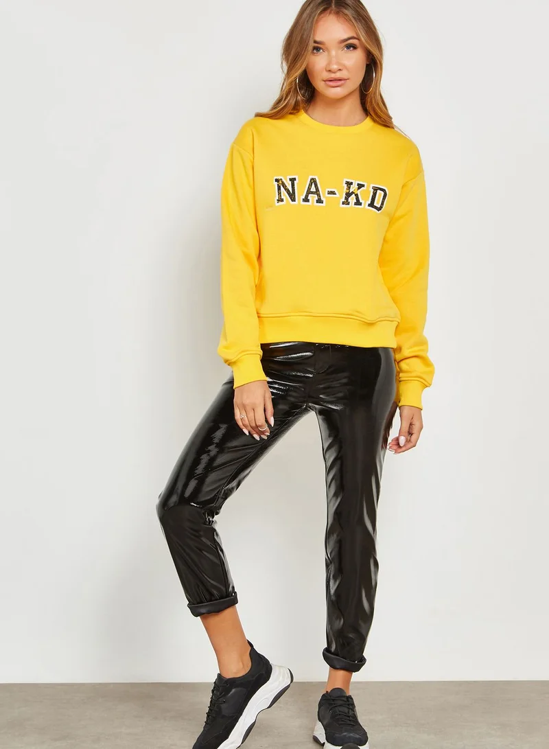 NA-KD High Shine Leather Look Skinny Pants