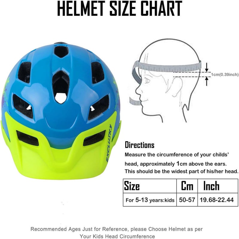 EXCLUSKY Kids Helmet, Exclusky Kids Bike Helmet Child Boys Girls Bike Helmet Age 5-13 Adjustable Bicycle Scooter Skating Cycle Helmet 50-57cm - Image 2