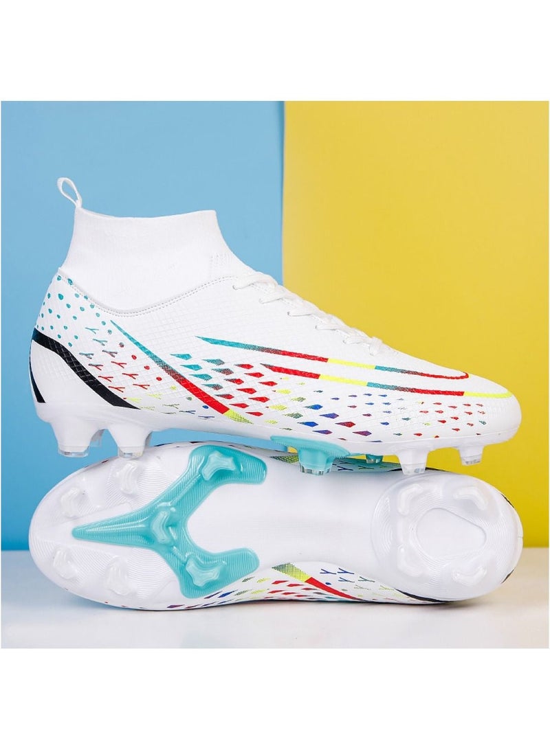 Loquat High-Top Cleats Competition Sports Football Shoes White - Image 1