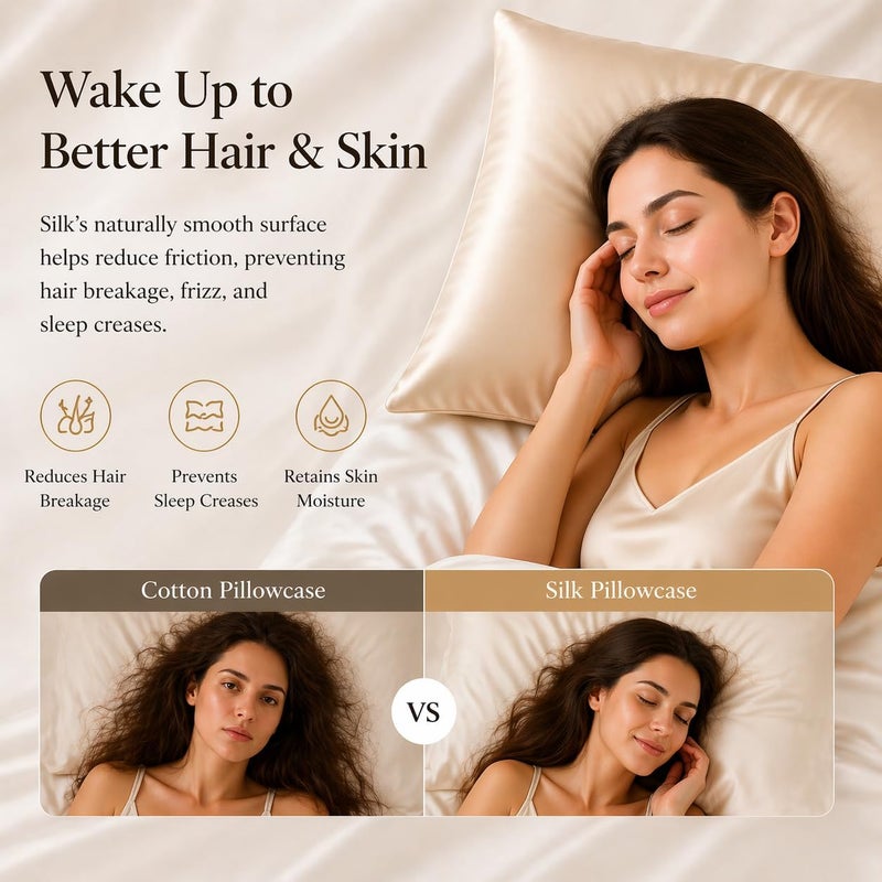 ROSEWARD Beige Silk Pillow Cases with Zipper Made in USA, Real Silk Pillowcase for Acne Prone Skin Standard Size, 6A Grade Pure 22 Momme Mulberry Silk Pillow Cover (Standard, Beige) - Image 3